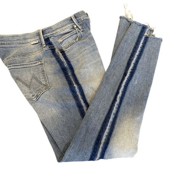 Mother Jeans The Stunner Zip Ankle Step Fray Jeans Light Kitty Racer Size 28 - Picture 13 of 16